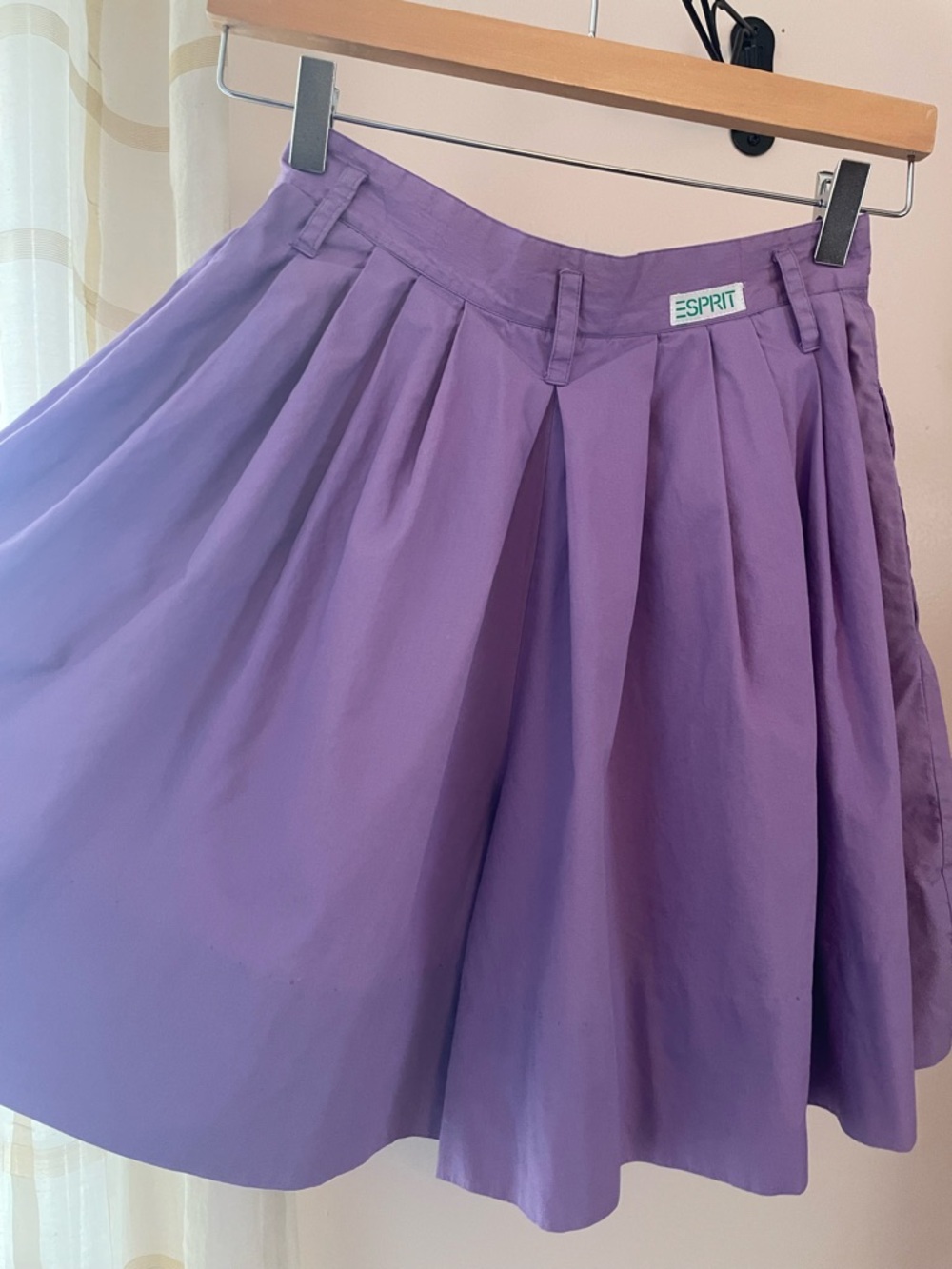 Esprit Lilac Cotton Pleated Waistband Shorts/Skort 1980s